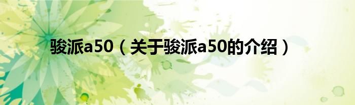 骏派a50（关于骏派a50的介绍）