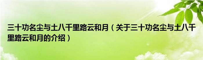 三十功名尘与土八千里路云和月（关于三十功名尘与土八千里路云和月的介绍）