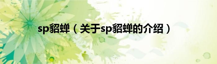 sp貂蝉（关于sp貂蝉的介绍）