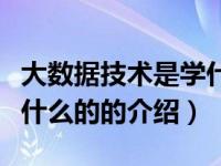 大数据技术是学什么的（关于大数据技术是学什么的的介绍）