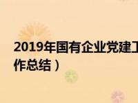 2019年国有企业党建工作总结会（2019年国有企业党建工作总结）