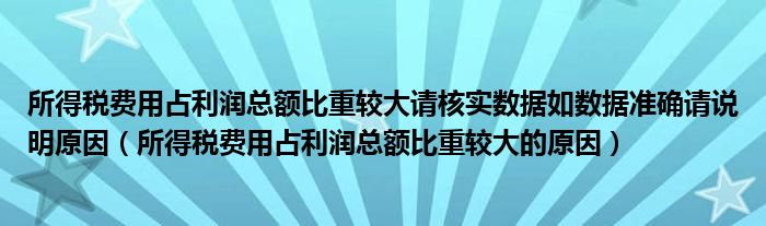 所得税费用占利润总额比重较大请核实数据如数据准确请说明原因（所得税费用占利润总额比重较大的原因）