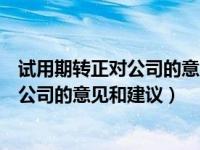 试用期转正对公司的意见和建议怎么写短文（试用期转正对公司的意见和建议）