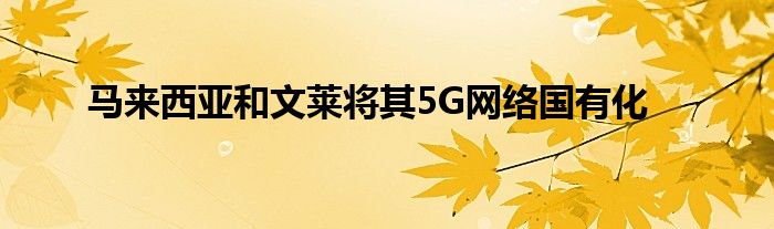 马来西亚和文莱将其5G网络国有化