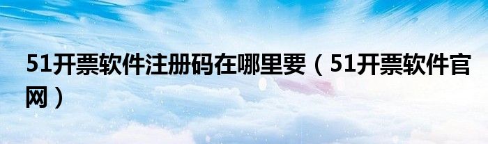 51开票软件注册码在哪里要（51开票软件官网）