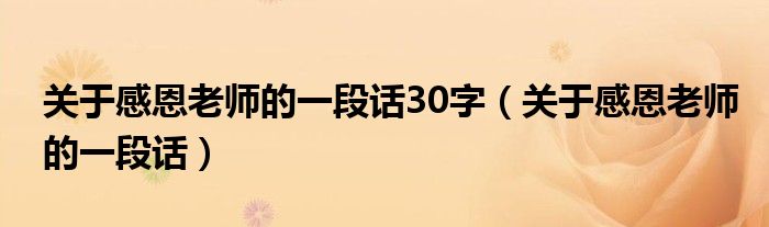 关于感恩老师的一段话30字（关于感恩老师的一段话）