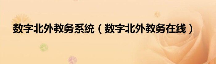 数字北外教务系统（数字北外教务在线）