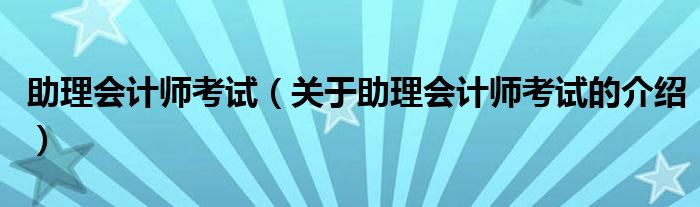 助理会计师考试（关于助理会计师考试的介绍）