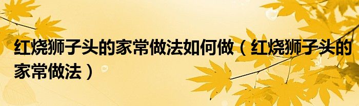 红烧狮子头的家常做法如何做（红烧狮子头的家常做法）