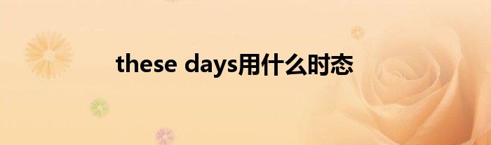 these days用什么时态