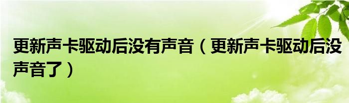 更新声卡驱动后没有声音（更新声卡驱动后没声音了）