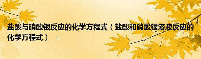 盐酸与硝酸银反应的化学方程式（盐酸和硝酸银溶液反应的化学方程式）