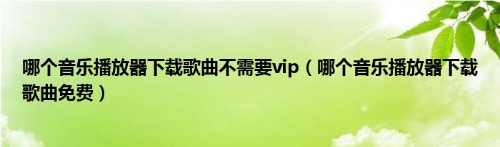 哪个音乐播放器下载歌曲不需要vip（哪个音乐播放器下载歌曲免费）