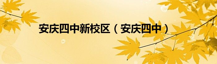 安庆四中新校区（安庆四中）