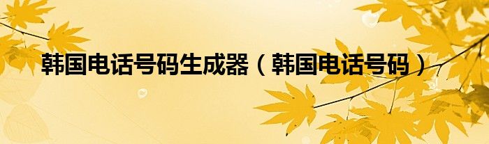 韩国电话号码生成器（韩国电话号码）