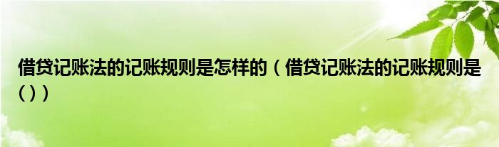 借贷记账法的记账规则是怎样的（借贷记账法的记账规则是( )）