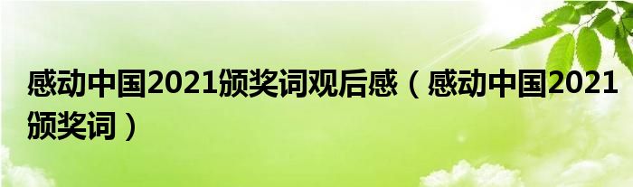 感动中国2021颁奖词观后感（感动中国2021颁奖词）