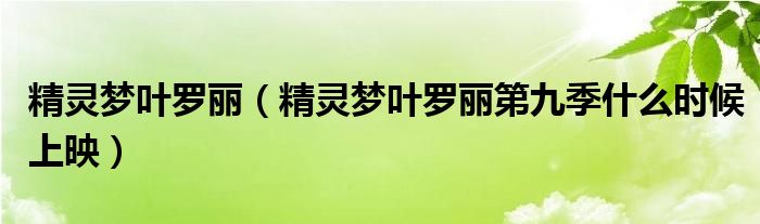 精灵梦叶罗丽（精灵梦叶罗丽第九季什么时候上映）