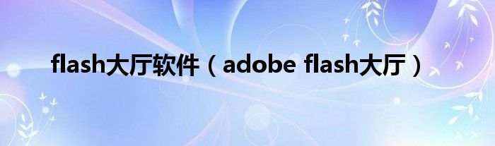 flash大厅软件（adobe flash大厅）