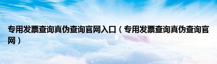 专用发票查询真伪查询官网入口（专用发票查询真伪查询官网）