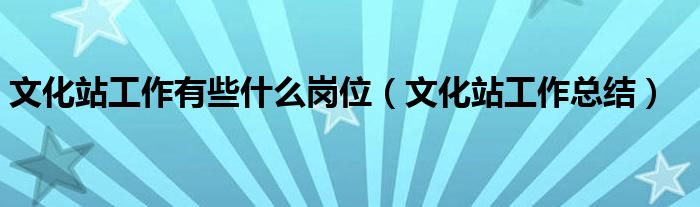 文化站工作有些什么岗位（文化站工作总结）