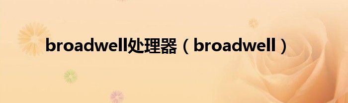 broadwell处理器（broadwell）