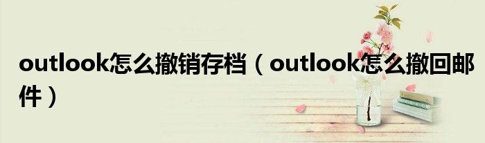 outlook怎么撤销存档（outlook怎么撤回邮件）