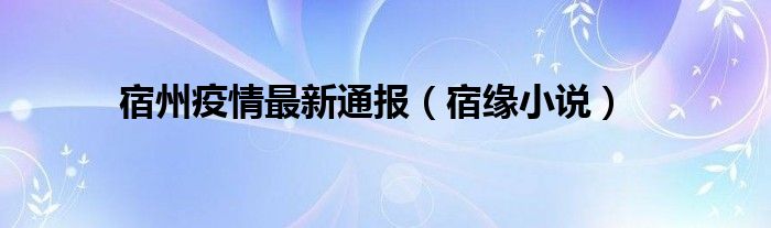 宿州疫情最新通报（宿缘小说）