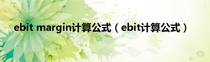 ebit margin计算公式（ebit计算公式）