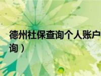 德州社保查询个人账户查询官网（德州社保查询个人账户查询）