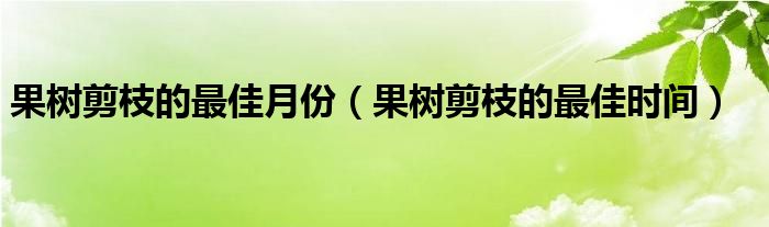 果树剪枝的最佳月份（果树剪枝的最佳时间）