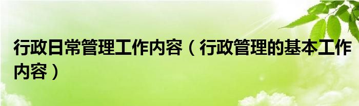 行政日常管理工作内容（行政管理的基本工作内容）