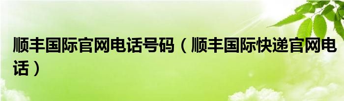 顺丰国际官网电话号码（顺丰国际快递官网电话）