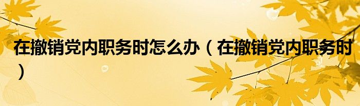 在撤销党内职务时怎么办（在撤销党内职务时）