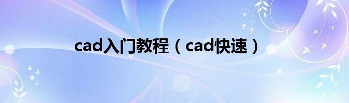 cad入门教程（cad快速）