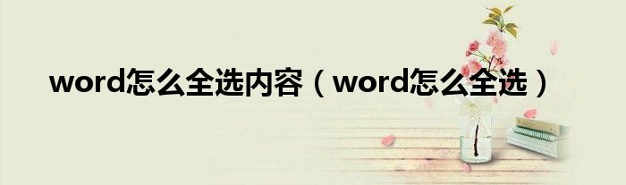 word怎么全选内容（word怎么全选）