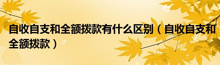 自收自支和全额拨款有什么区别（自收自支和全额拨款）