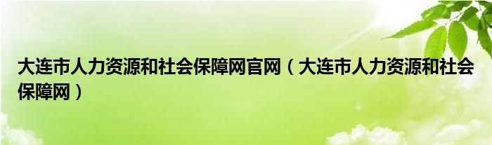 大连市人力资源和社会保障网官网（大连市人力资源和社会保障网）