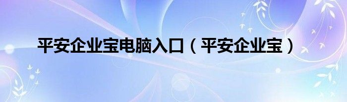 平安企业宝电脑入口（平安企业宝）