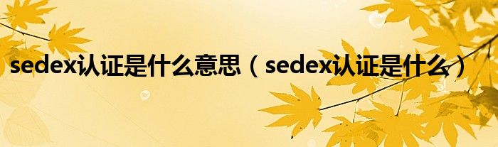 sedex认证是什么意思（sedex认证是什么）