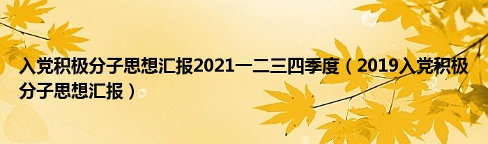 入党积极分子思想汇报2021一二三四季度（2019入党积极分子思想汇报）