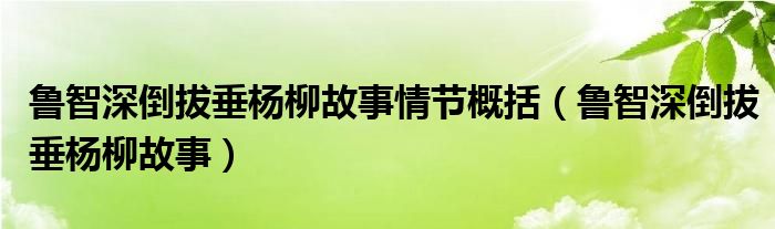 鲁智深倒拔垂杨柳故事情节概括（鲁智深倒拔垂杨柳故事）