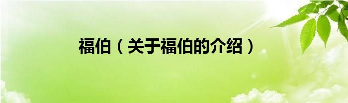 福伯（关于福伯的介绍）