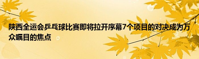 陕西全运会乒乓球比赛即将拉开序幕7个项目的对决成为万众瞩目的焦点